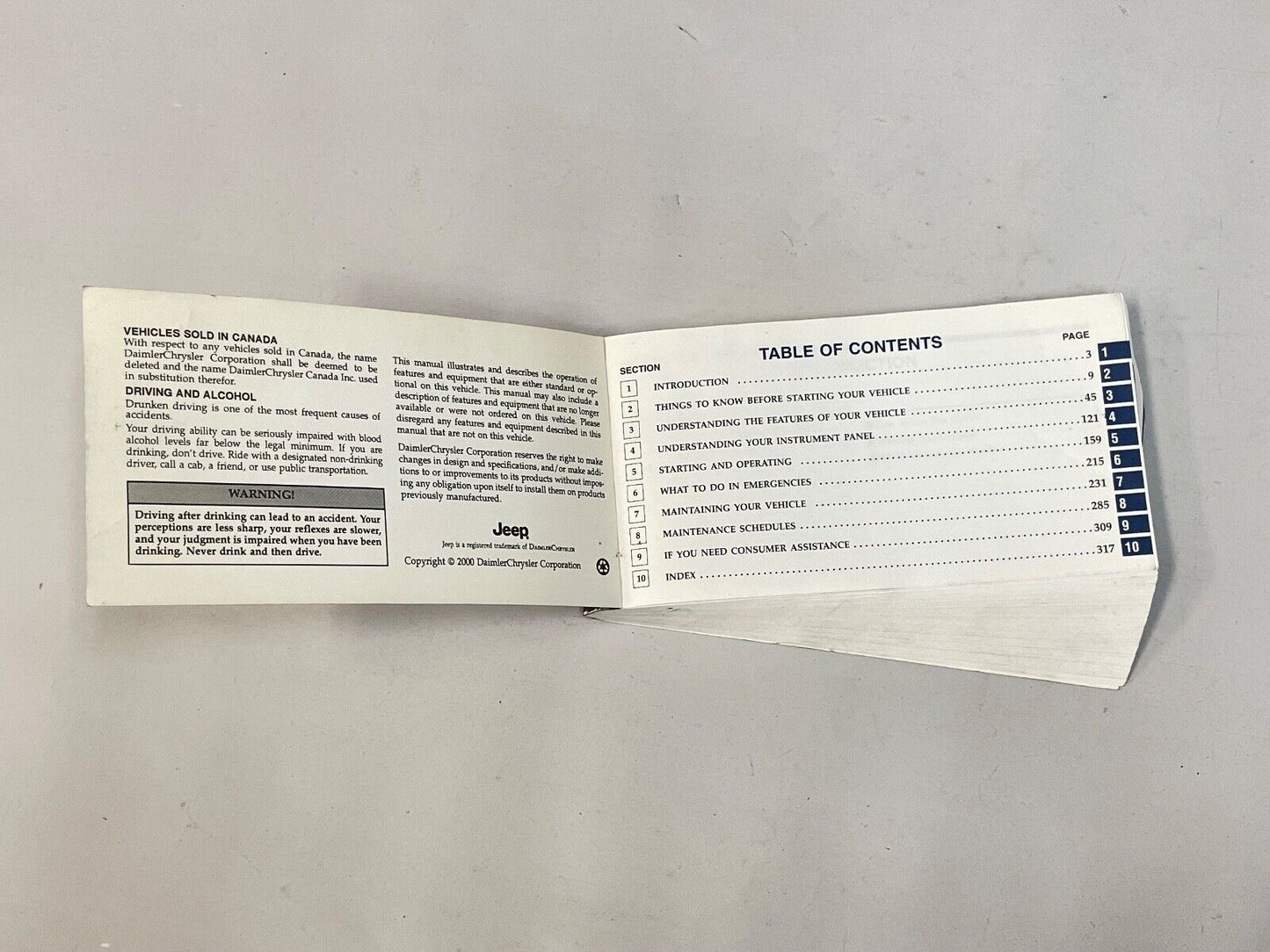 Manual del propietario del Jeep Grand Cherokee 2001 01 WJ