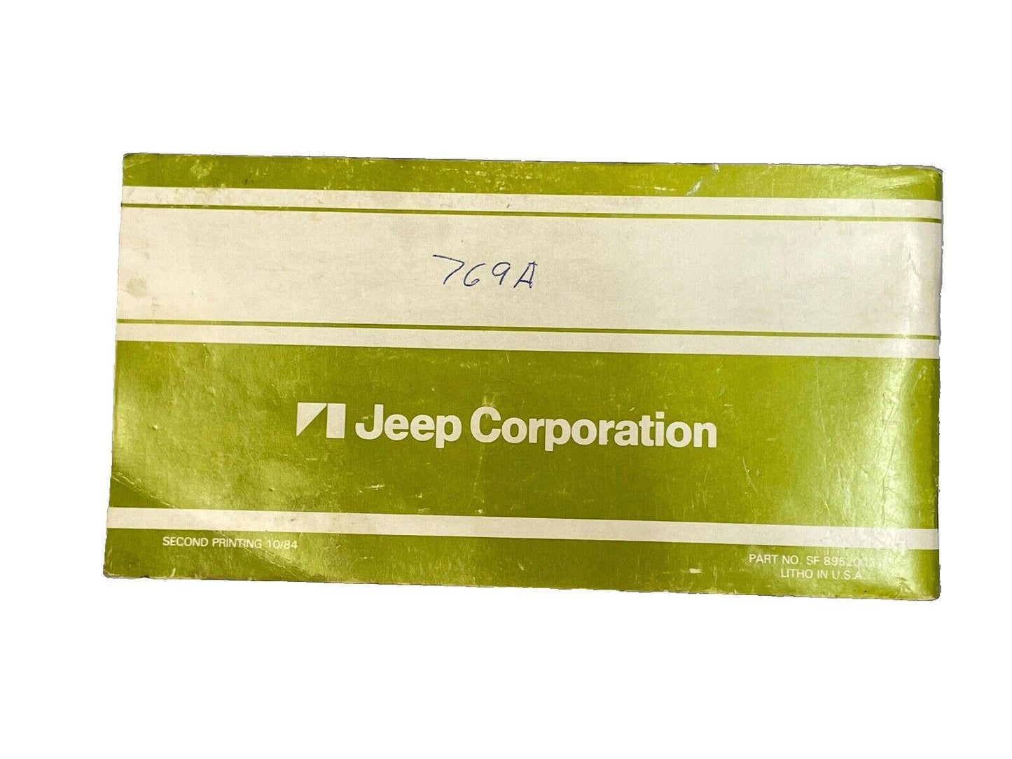 Jeep 85 XJ Cherokee Owners MANUAL Warranty Booklet Info Maintenance Guide