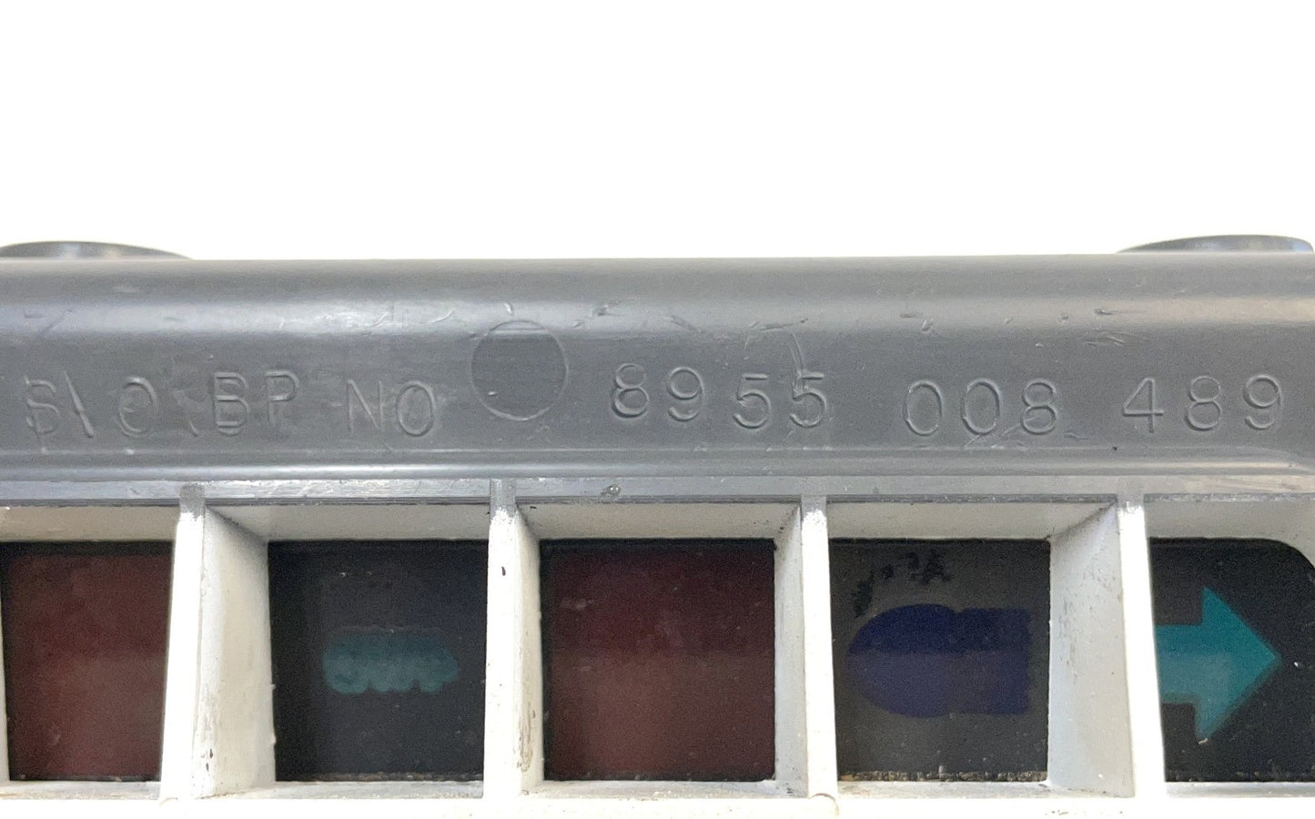 Jeep YJ grey warning light dash trim bezel Wrangler trouble lights gray column!