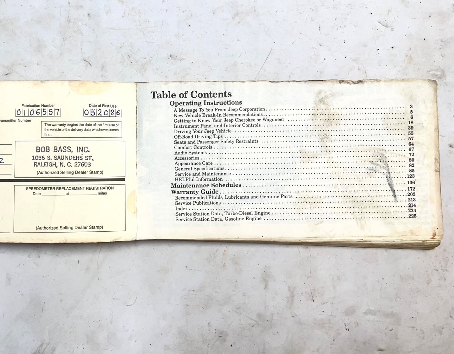 86 Jeep XJ Cherokee Owners MANUAL Free Shipping