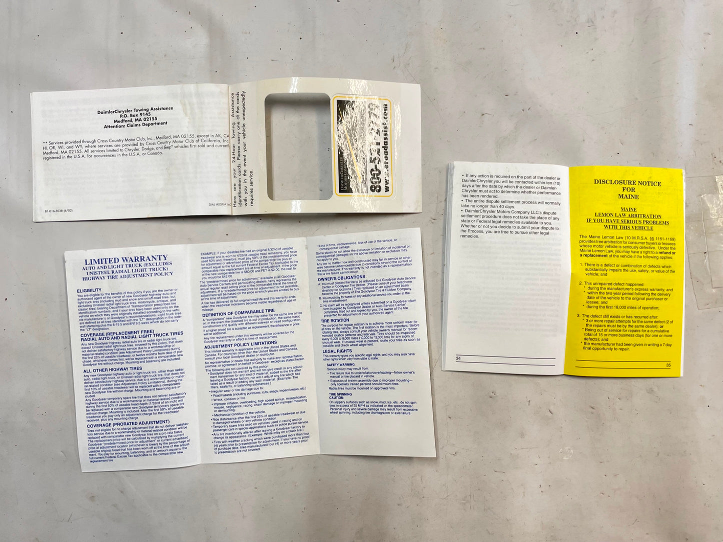 03 Jeep Wrangler TJ Owners MANUAL and Maintenance log book RIGHT HAND DRIVE