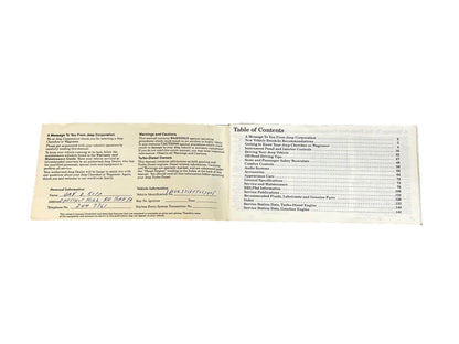 85 Jeep XJ Cherokee Owners MANUAL Warranty Booklet Info Maintenance Guide