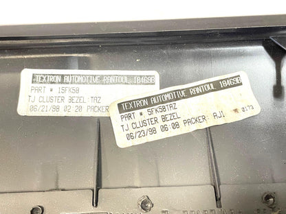 Jeep TJ 97-02 Wrangler Gauge Cluster Trim BEZEL Speedometer Instrument