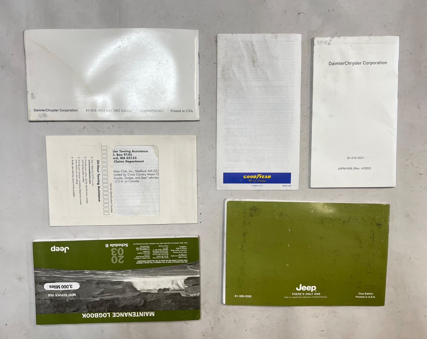 Jeep 03 Wrangler TJ Owners MANUAL and Maintenance log book RIGHT HAND DRIVE