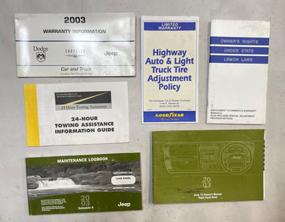 Jeep 03 Wrangler TJ Owners MANUAL and Maintenance log book RIGHT HAND DRIVE