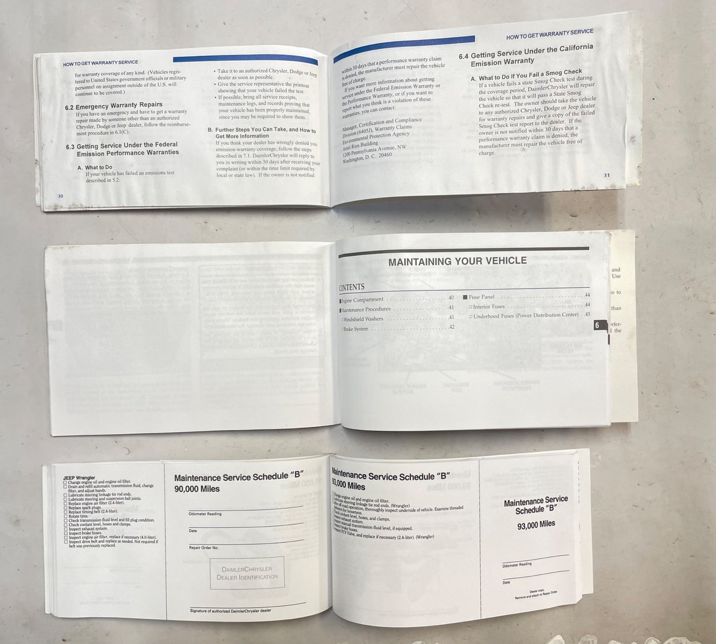 Jeep 03 Wrangler TJ Owners MANUAL and Maintenance log book RIGHT HAND DRIVE