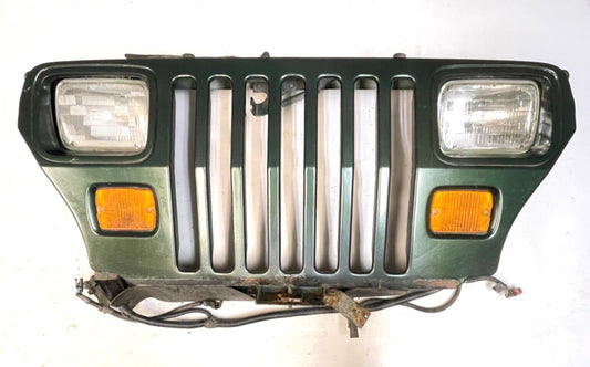 Parrilla para Jeep YJ Wrangler, luces delanteras, señales, compatible con modelos 87-95, verde oscuro 