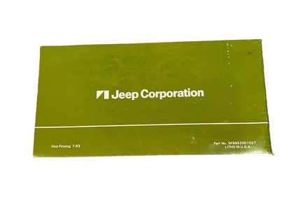 Jeep XJ Cherokee 1986 Owners Manual Warranty Maintenance  Guide FREE SHIP
