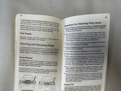 84 Jeep Grand Wagoneer J10 J20 Owners Manual Warranty and Maintenance  Guide