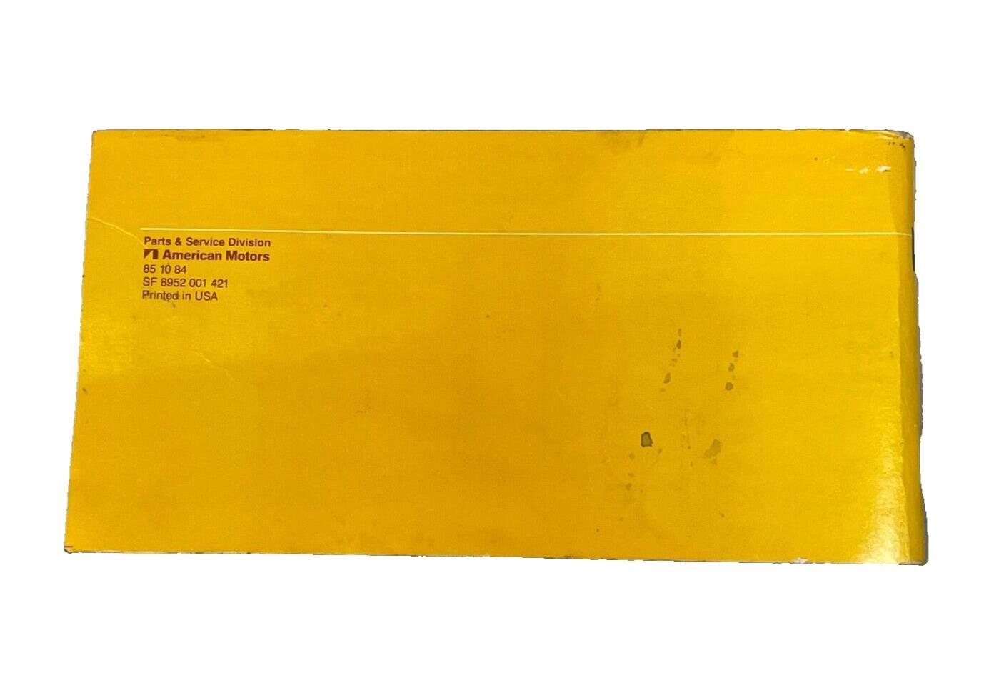 Jeep 85 XJ Cherokee Owners MANUAL Warranty Booklet Info Maintenance Guide