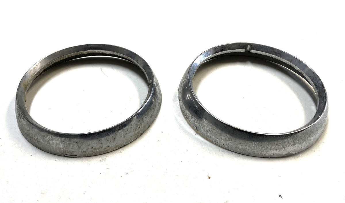Jeep CJ Headlight bezels Trim Beauty Ring Set Pair 72-86 Jeep CJ5 CJ7 CJ8 chrome