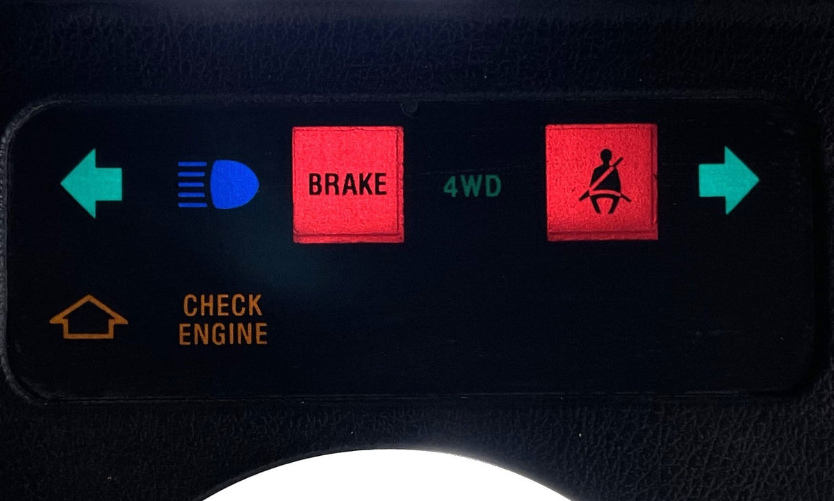 Jeep YJ black warning light dash trim bezel Wrangler trouble light column Laredo