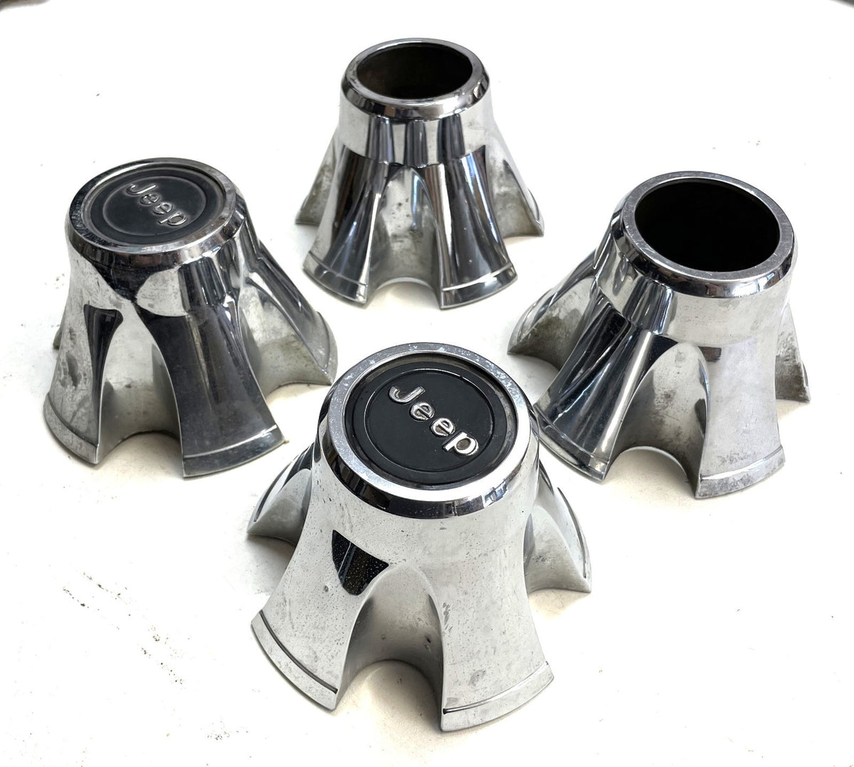 Jeep CJ Center Caps CJ5 CJ7 FACTORY Chrome Wheel Centers Laredo Cap !