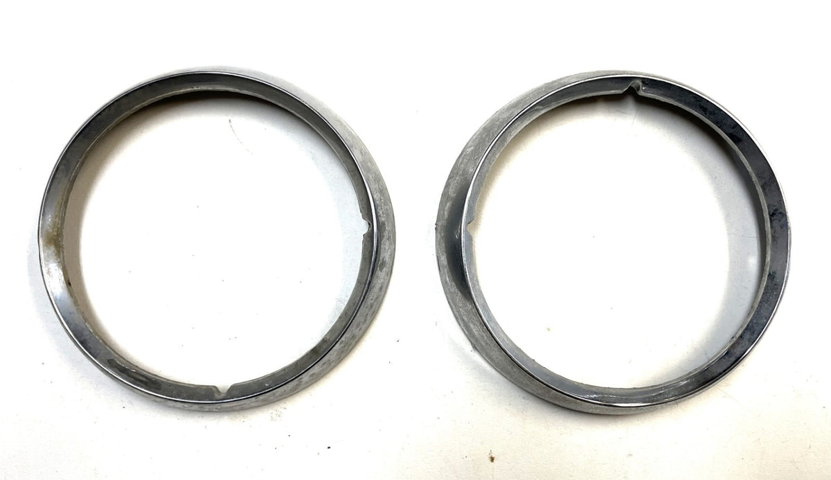 Jeep CJ Headlight bezels Trim Beauty Ring Set Pair 72-86 Jeep CJ5 CJ7 CJ8 chrome