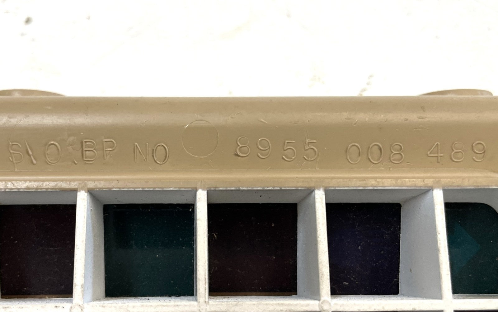 Jeep YJ warning light dash trim bezel 87-91 Wrangler trouble lights sand tan