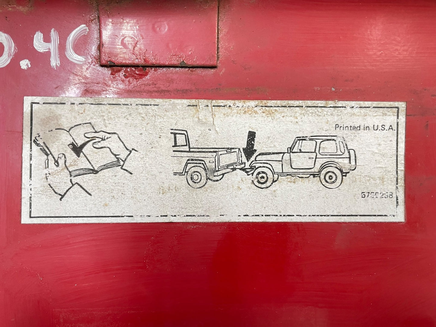 Jeep CJ glove box lid door CJ5 CJ7 CJ8 72-82 push button latch Red