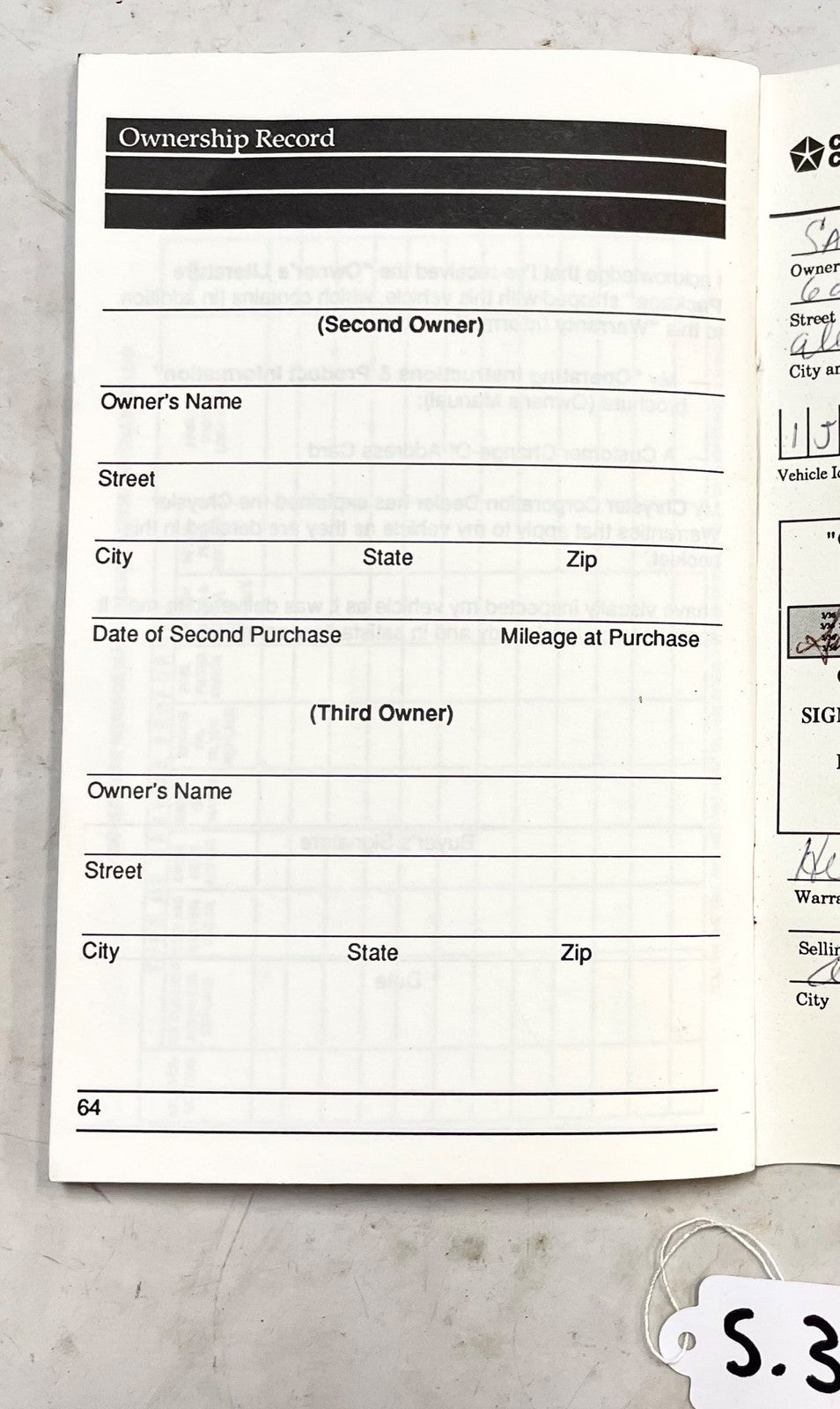 94 Jeep XJ Cherokee Warranty Information Guide Tips Booklet Factory manuals