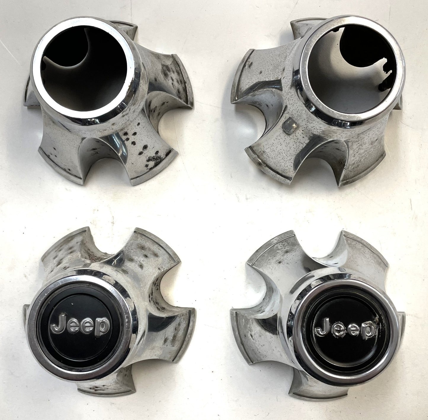 Jeep CJ center caps CJ5 CJ7 FACTORY chrome wheel Centers Laredo cap READ AD