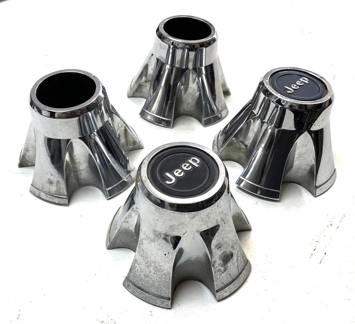 Jeep CJ Center Caps CJ5 CJ7 FACTORY Chrome Wheel Centers Laredo Cap !