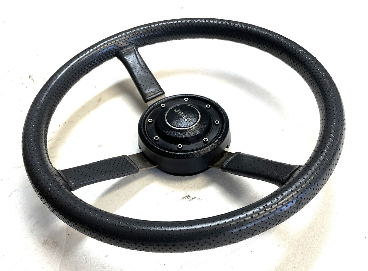 Jeep factory steering wheel 87-95 YJ CJ5 CJ7 CJ8 Leather wrap Grey FREE SHIP!
