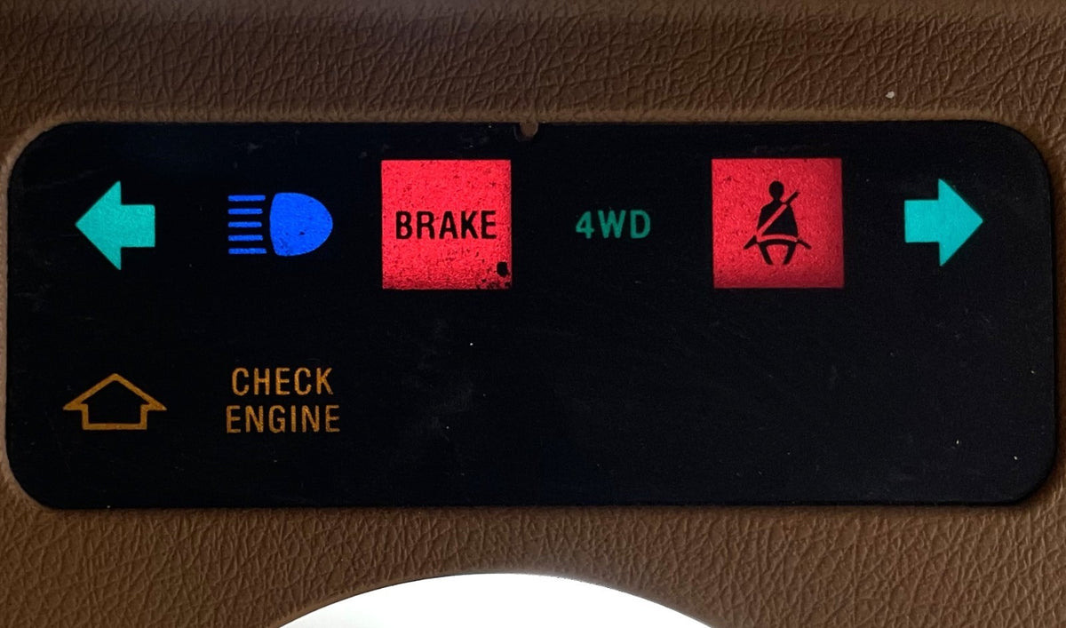 Jeep YJ warning light dash trim bezel 87-91 Wrangler trouble lights spice tan