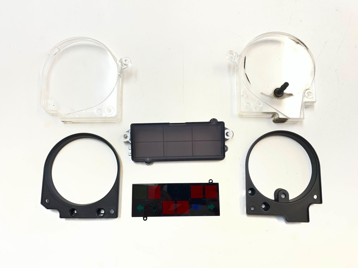 Jeep YJ speedometer tachometer gauge cluster plastic trim covers warning light