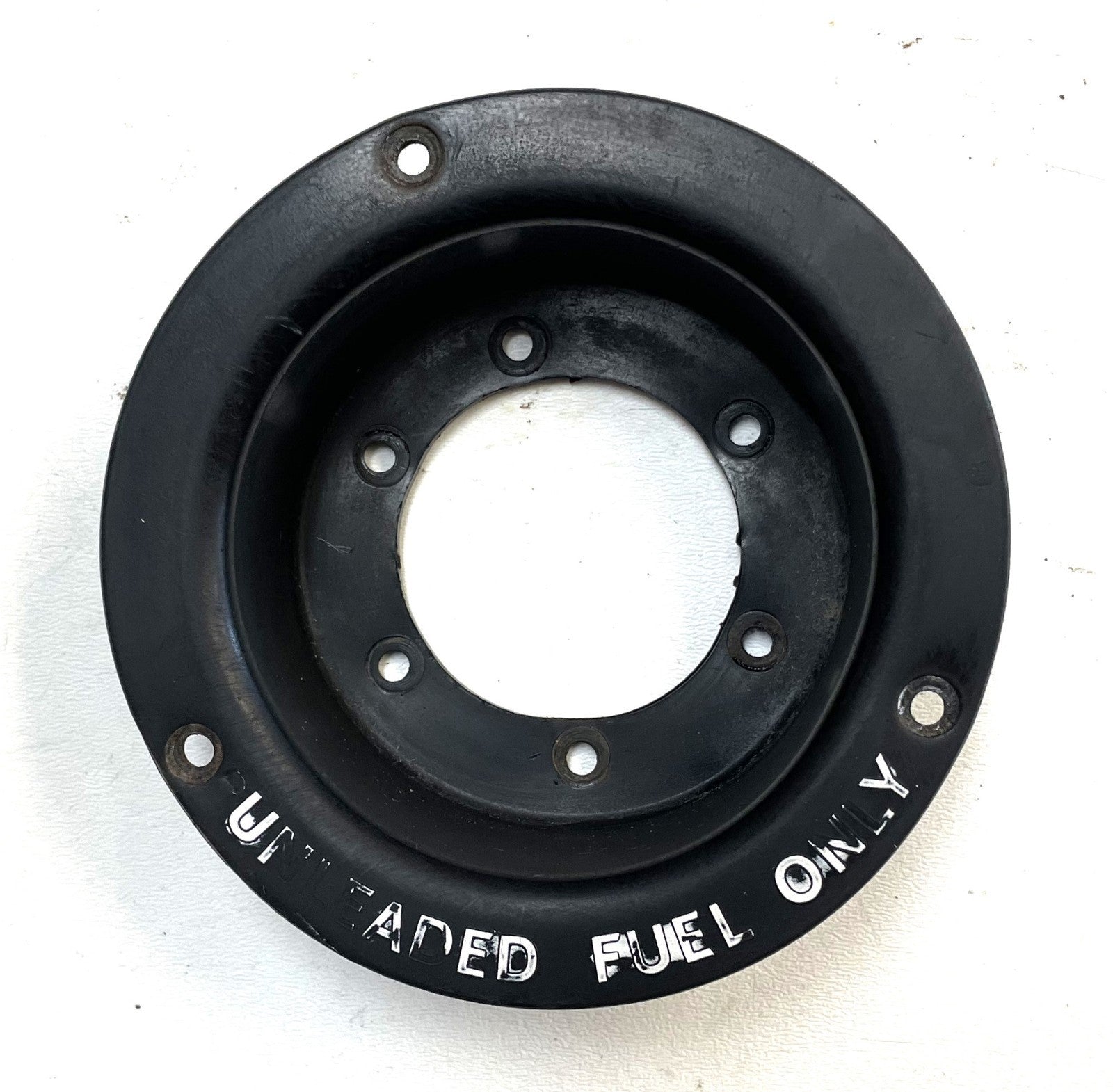 77 Jeep round gas filler trim CJ5 CJ7  AMC UNLEADED FUEL ONLY