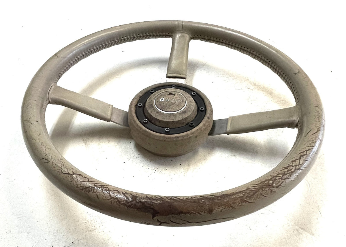 Jeep YJ Wrangler leather steering wheel CJ5 CJ7 CJ8 OE Factory cream tan sahara
