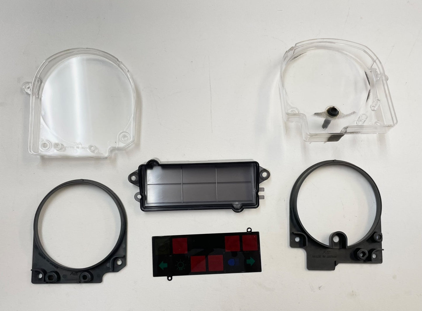 Jeep YJ speedometer tachometer gauge cluster plastic trim covers warning light