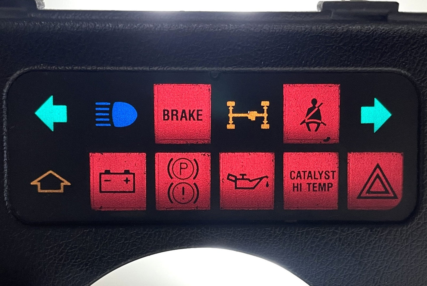 Jeep YJ black warning light dash trim bezel Wrangler trouble light column Laredo