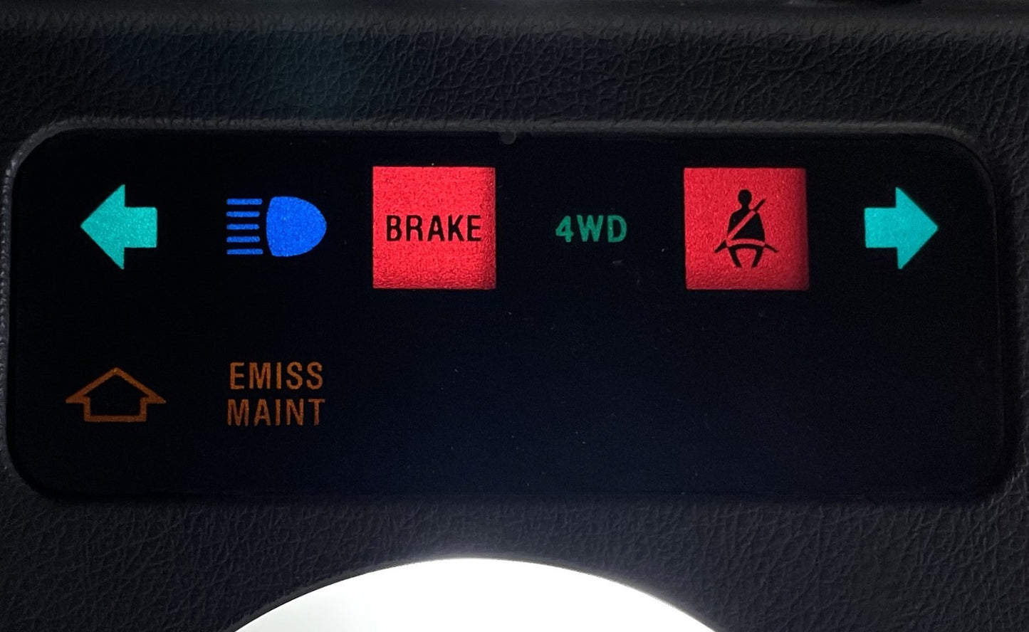 Jeep YJ grey warning light dash trim bezel Wrangler trouble lights gray column!