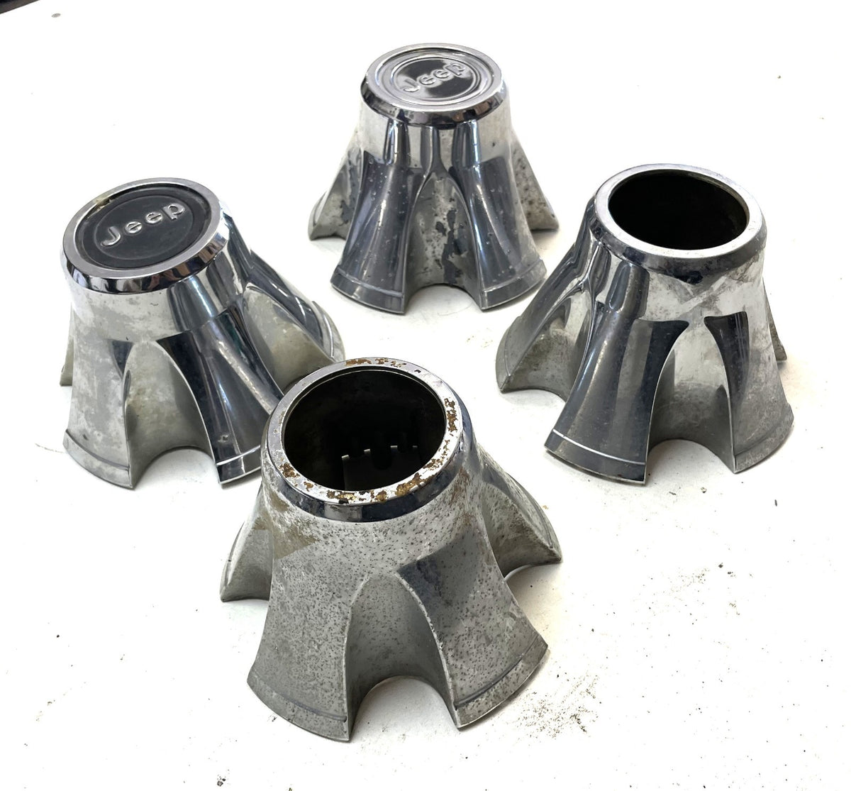 Jeep CJ Center Caps CJ5 CJ7 FACTORY Chrome Wheel Centers Laredo Cap FREE SHIP