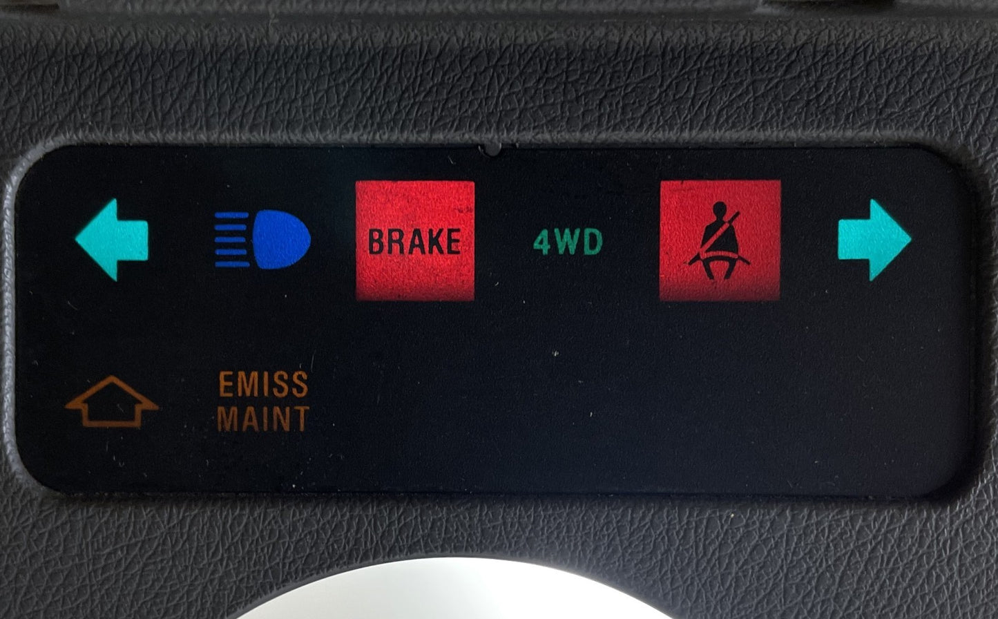 Jeep YJ grey warning light dash trim bezel Wrangler trouble lights gray column!