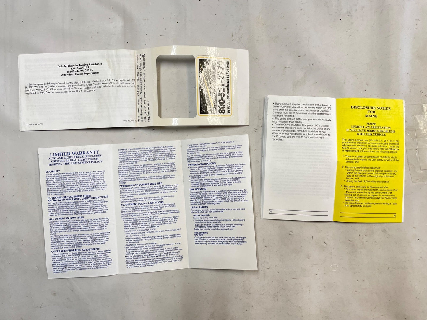 Jeep 03 Wrangler TJ Owners MANUAL and Maintenance log book RIGHT HAND DRIVE
