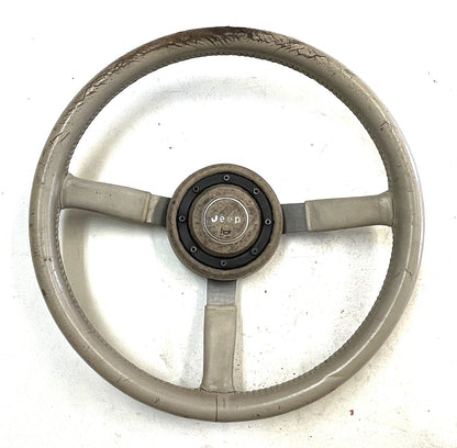 Jeep YJ Wrangler leather steering wheel CJ5 CJ7 CJ8 OE Factory cream tan sahara