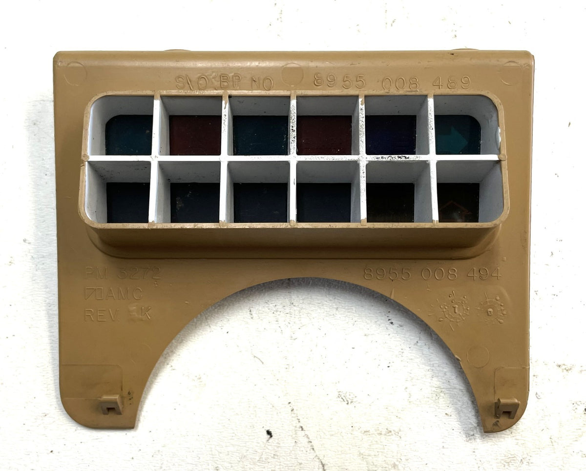 Jeep YJ warning light dash trim bezel 87-91 Wrangler trouble spice tan