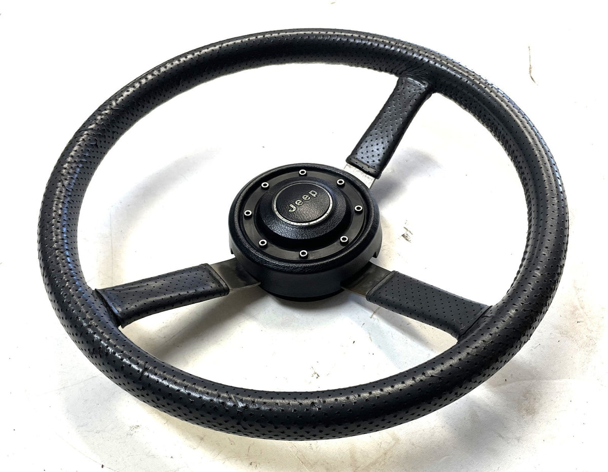 Jeep factory steering wheel 87-95 YJ CJ5 CJ7 CJ8 Leather wrap Grey FREE SHIP!