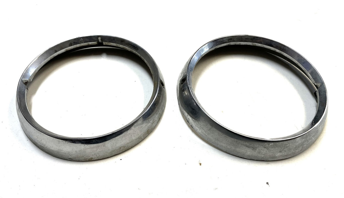 Jeep CJ Headlight bezels Trim Beauty Ring Set Pair 72-86 Jeep CJ5 CJ7 CJ8 chrome
