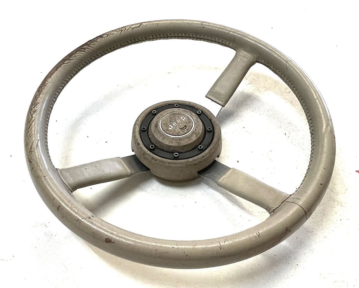 Jeep YJ Wrangler leather steering wheel CJ5 CJ7 CJ8 OE Factory cream tan sahara