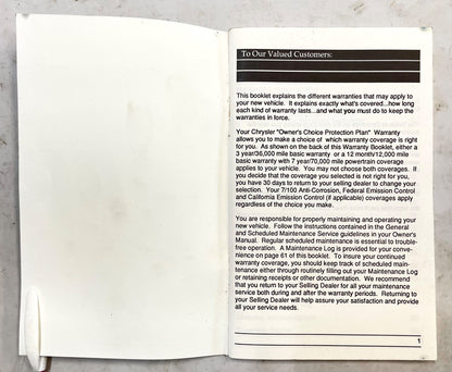 94 Jeep XJ Cherokee Warranty Information Guide Tips Booklet Factory manuals