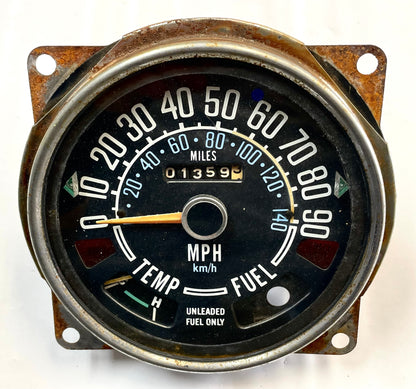 Jeep CJ Velocímetro Indicador de temperatura de combustible Odómetro 90 mph de fábrica CJ5 CJ7 CJ8 ! 