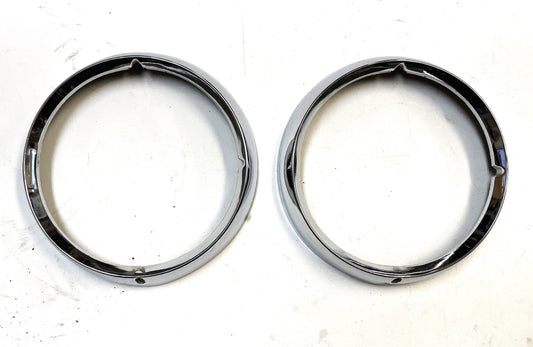 Jeep CJ Chrome Headlight Bezels Trim Beauty Ring Bezel Set Pair CJ7 CJ5 CJ8
