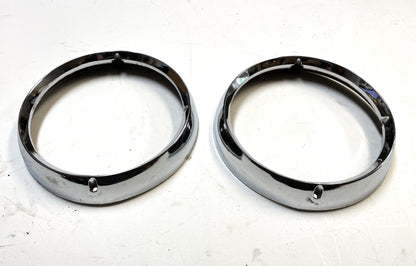 Jeep CJ Chrome Headlight Bezels Trim Beauty Ring Bezel Set Pair CJ7 CJ5 CJ8