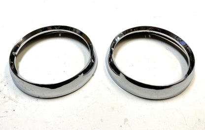 Jeep CJ Chrome Headlight Bezels Trim Beauty Ring Bezel Set Pair CJ7 CJ5 CJ8