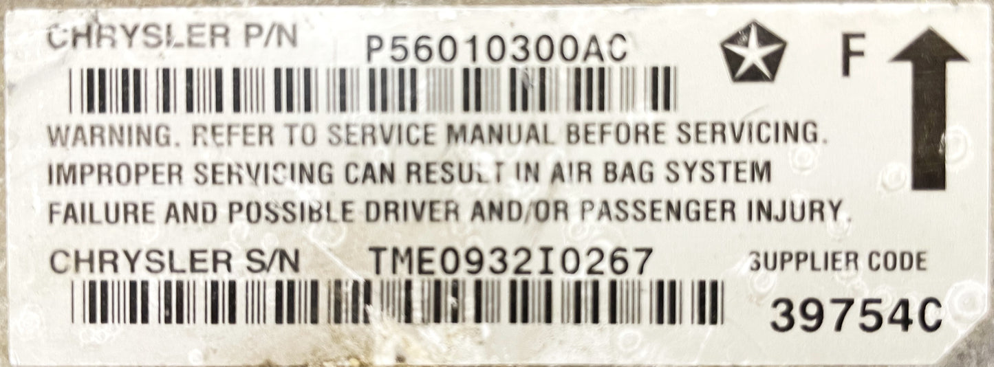 Módulo de control de aire B del tablero Jeep Wrangler TJ Unidad AD P56010105AD 98 99 00. 
