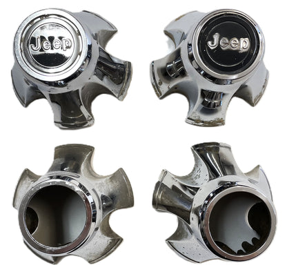 Tapacubos cromados de fábrica para Jeep CJ, CJ5 y CJ7. Tapacubos Laredo de fábrica. 