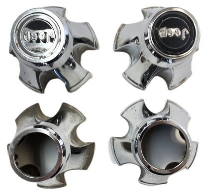 Tapacubos cromados de fábrica para Jeep CJ, CJ5 y CJ7. Tapacubos Laredo de fábrica. 