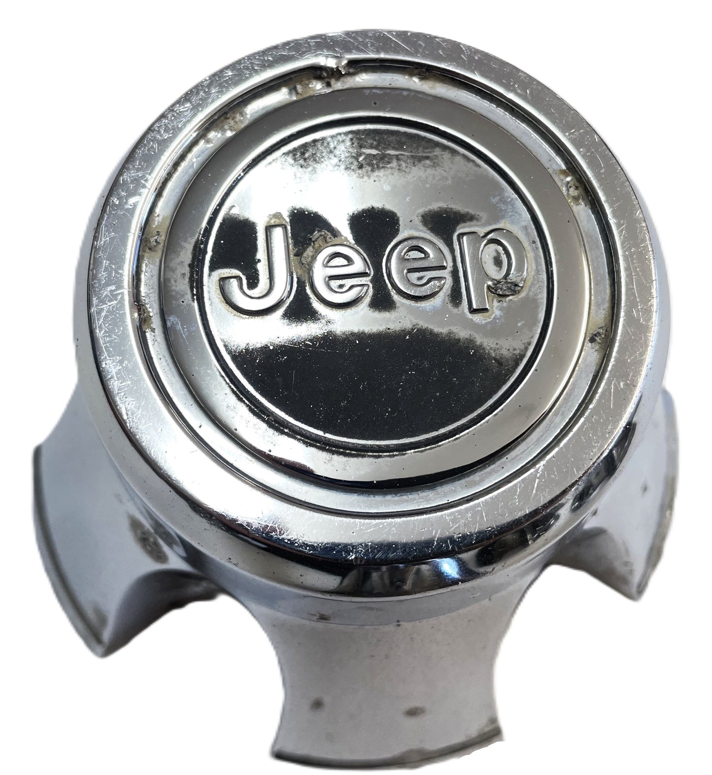 Tapacubos cromados de fábrica para Jeep CJ, CJ5 y CJ7. Tapacubos Laredo de fábrica. 