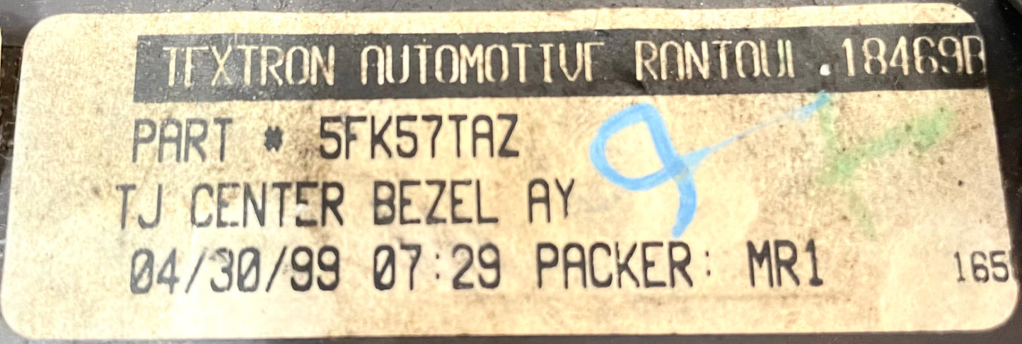 Jeep TJ dash trim center bezel vents vent dark grey AGATE fits 97-02 Wrangler!