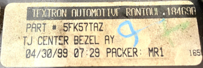 Jeep TJ dash trim center bezel vents vent dark grey AGATE fits 97-02 Wrangler!